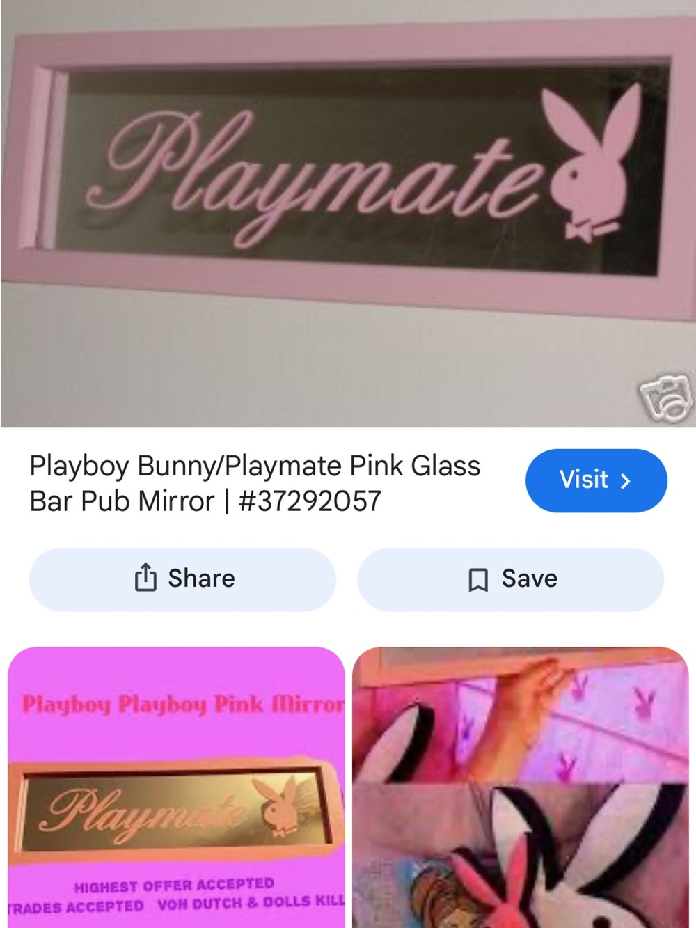 ISO PLAYBOY Pink Framed Bunny Glass Mirror